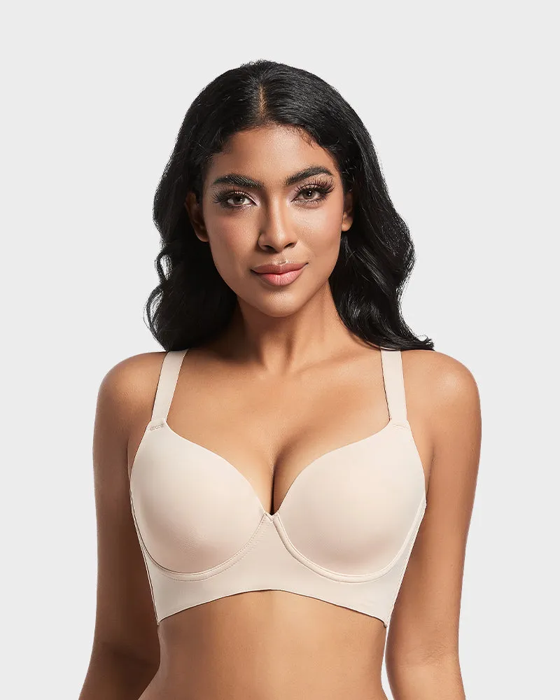 SheCurve®Back Smoothing Push-Up Plunge Bra - Skin