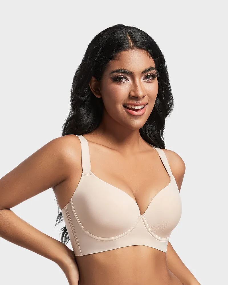 SheCurve®Back Smoothing Push-Up Plunge Bra - Skin