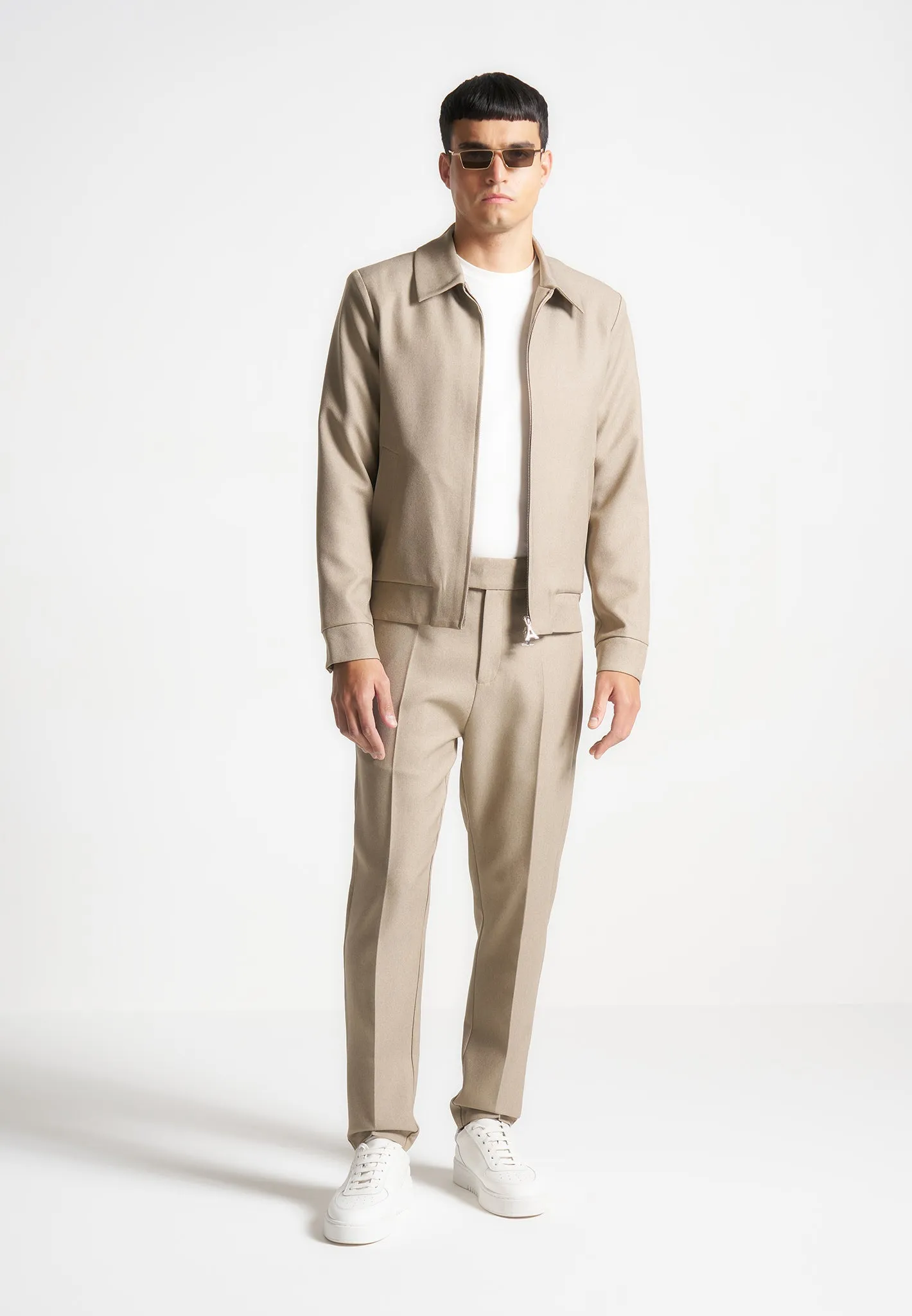 Slim Fit Tailored Trousers - Beige