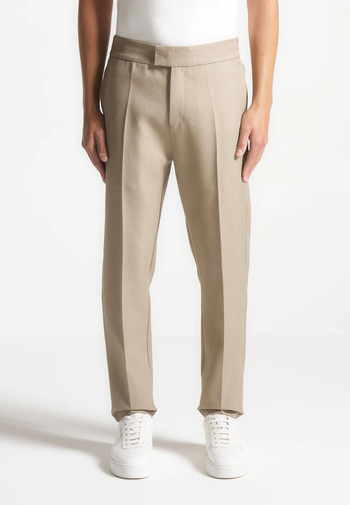 Slim Fit Tailored Trousers - Beige