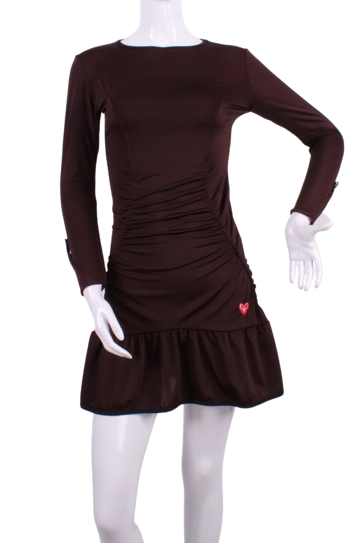 Soft Brown Long Sleeve Monroe Solid Tennis Dress