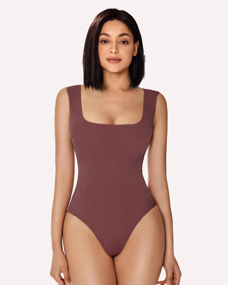 Square Neck Double Lined Bodysuit Shapewear