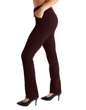 Straight Leg Yoga Dress Pants, 4 Pockets (Burgundy)