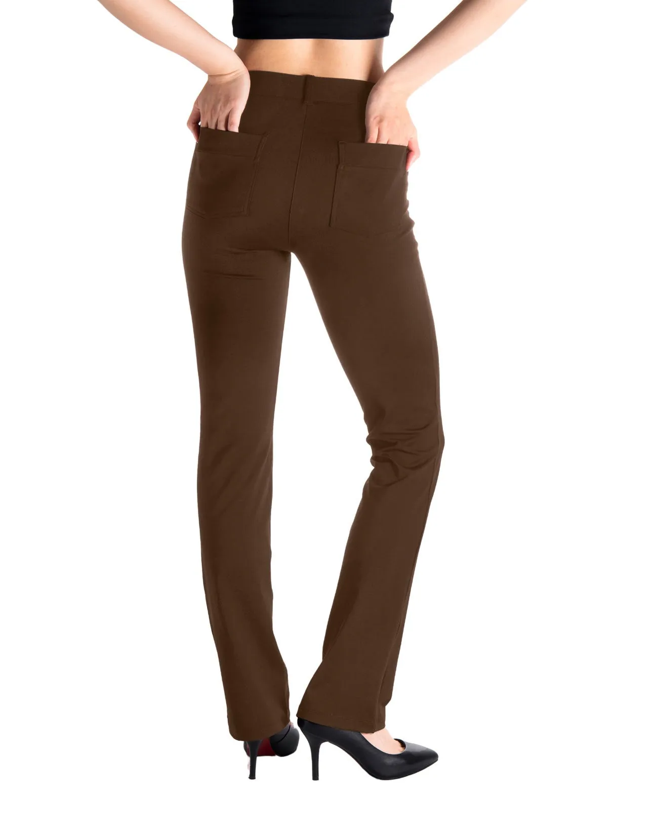 Straight Leg Yoga Dress Pants, 4 Pockets (Walnut)