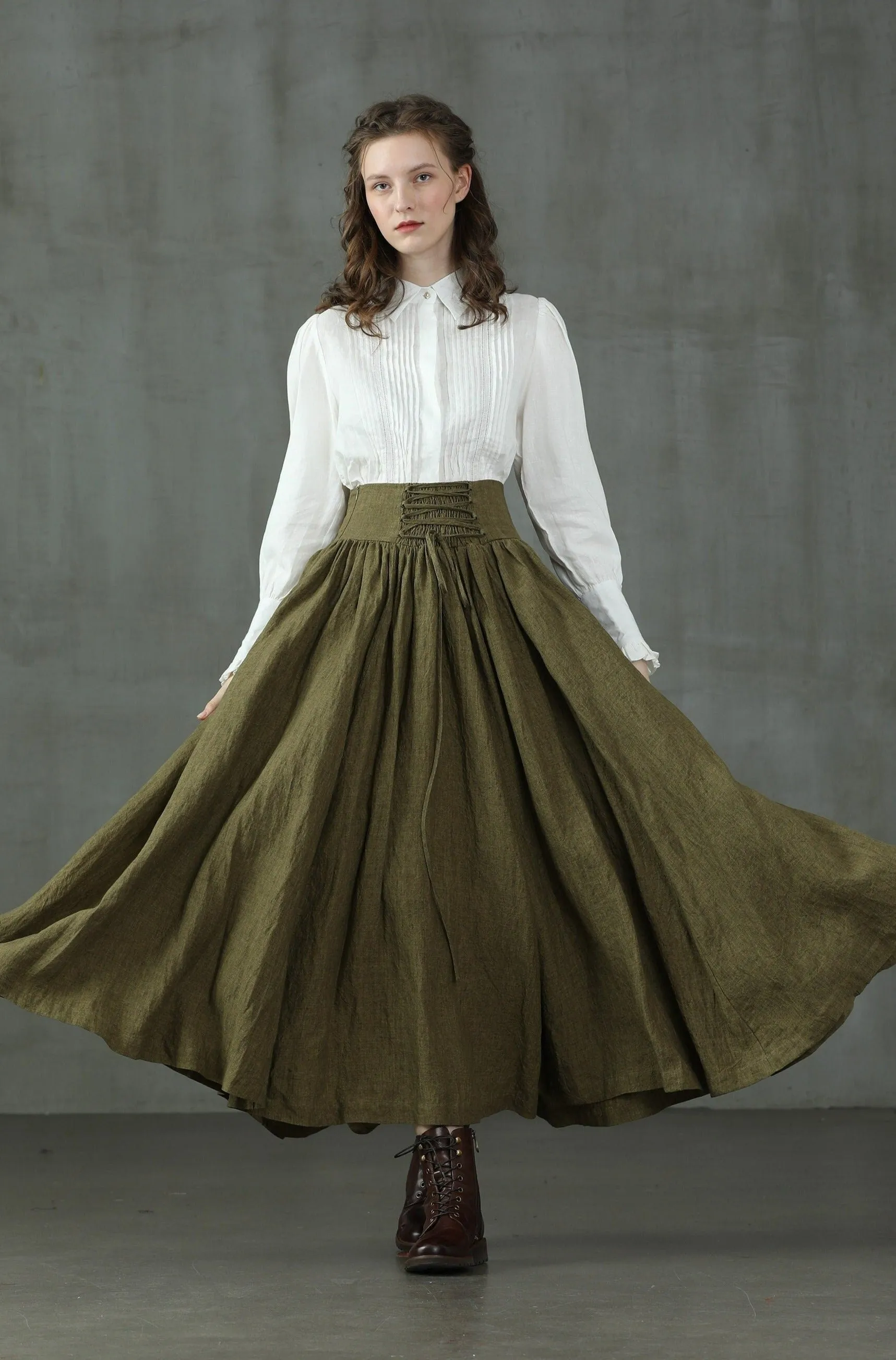 Tea Dance 5 | Lace-up Maxi Linen Skirt