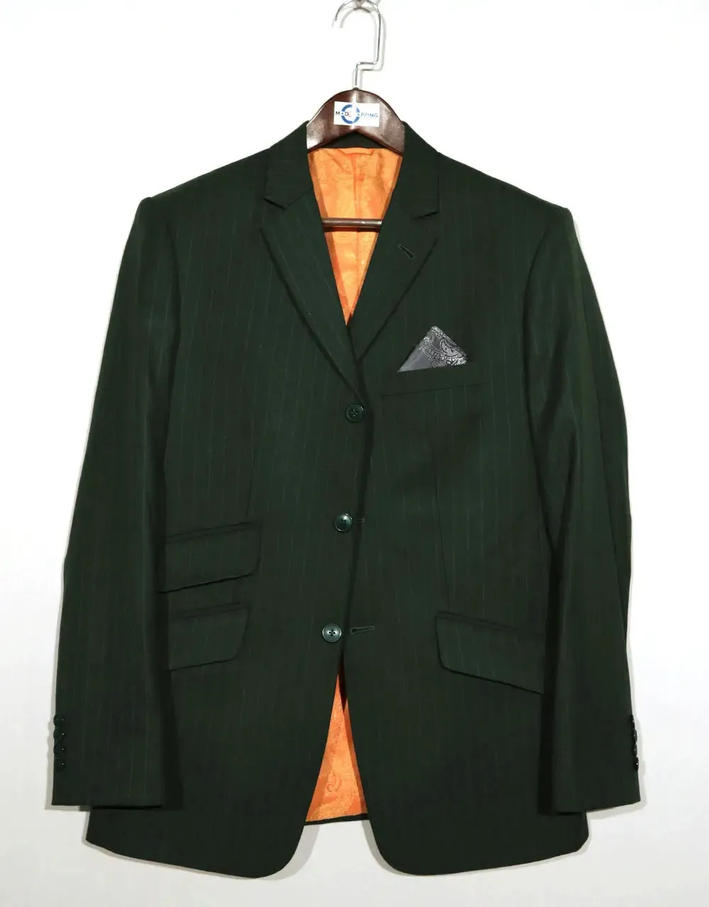 This Jacket Only - Olive Green Stripe Tweed Blazer size 40R