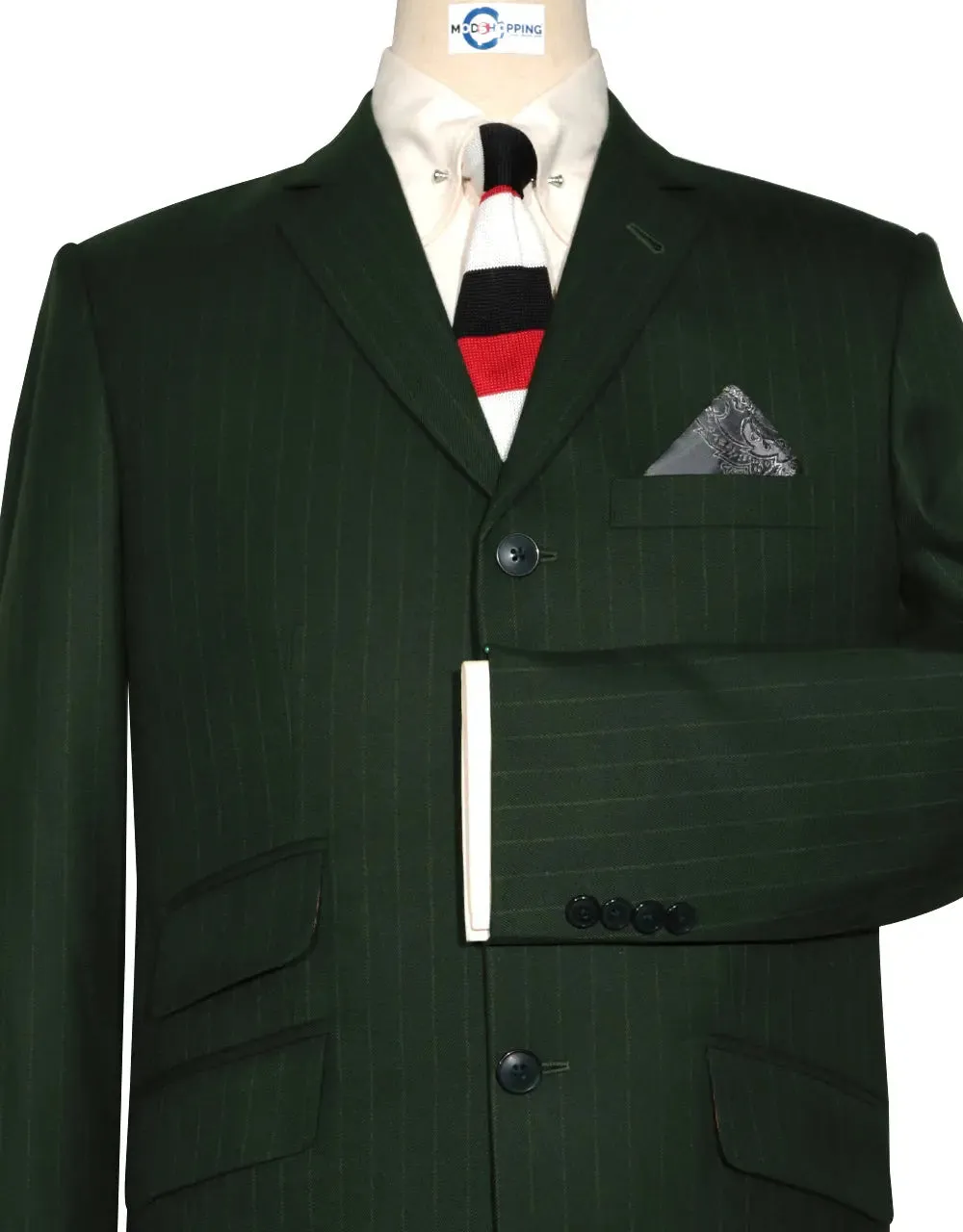 This Jacket Only - Olive Green Stripe Tweed Blazer size 40R