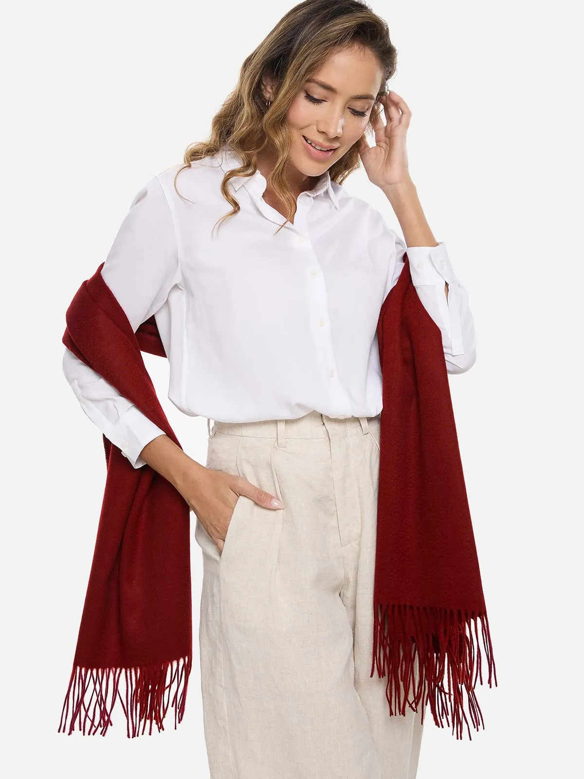 Wine Red Cashmere Wrap