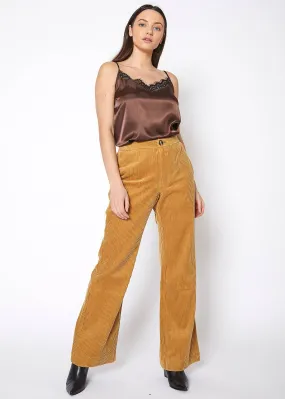 Women's Corduroy Wide Leg High Waist Pants in Dijon