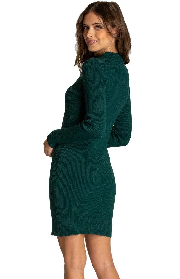 Women's Emerald Fitted Knit Sweater Pullover Dress