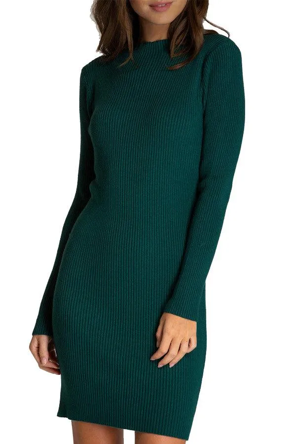 Women's Emerald Fitted Knit Sweater Pullover Dress