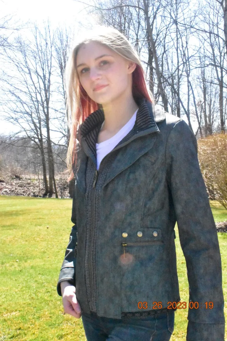 Women's Faux leather Jacket-BF1701-SPRU